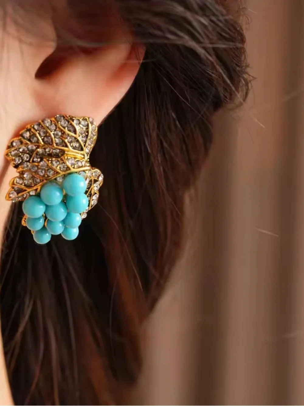 Vintage Turquoise Grape Cluster Earrings